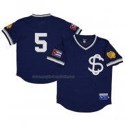 Maglia Baseball Uomo Santa Clara Leopardos 5 Rings & Crwns Mesh Replica V-neck Blu